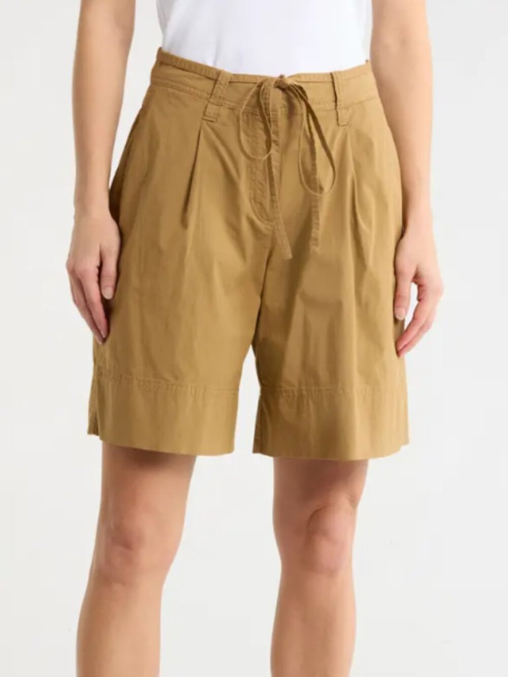 Boss Tara Belted Stretch Cotton Shorts Medium Beige - 14 (MSRP $138)